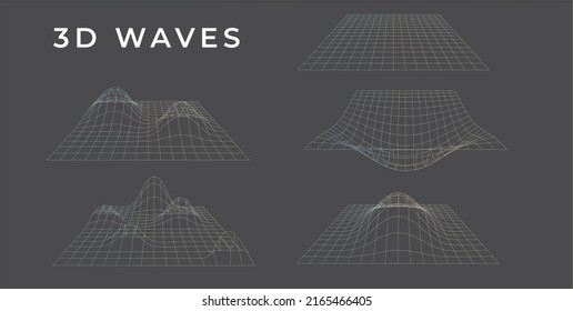 3d waves, abstract art, pattern