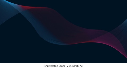 3d waves with dark blue gradient mixed with red which has an elegant design as a background banner design for brochures, magazines and others
