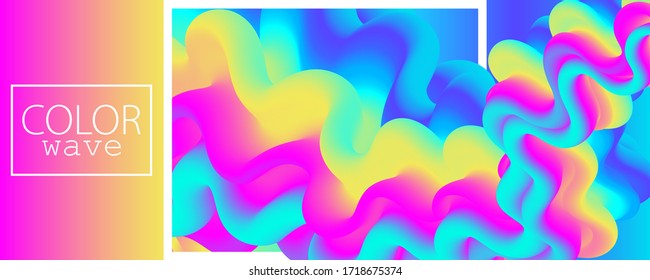 3d Waves. Summer Background. Fluid Flow. Abstract Color Background. Electronic Sound. Fluid Abstract. Liquid Wave. 3d Color. Summer Design. Music Poster. Waves 3d Design. Vector.