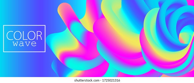 3d Waves. Summer Background. Fluid Flow. Abstract Color Background. Electronic Sound. Fluid Abstract. Liquid Wave. 3d Color. Summer Design. Music Poster. Waves 3d Design. Vector.