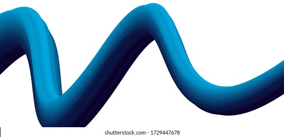 3D Waving Blue Vector Linie auf weißem Hintergrund. Kann für Web-Design, Banner oder eine kreative Präsentation verwendet werden. Vector Illustration.