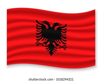 3D Waving Flag of Albania. Vector illustration