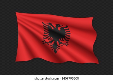 3D Waving Flag of Albania. Vector illustration