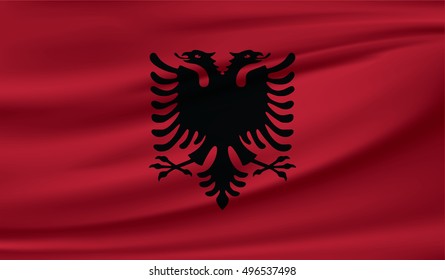 3D Waving Flag of Albania  / vector