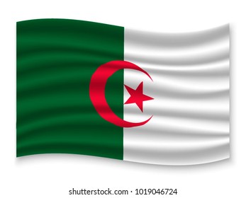 3D Waving Flag of Algeria. Vector illustration