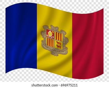 3D Waving Flag of Andorra. Vector illustration