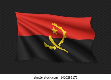 3D Waving Flag of Angola. Vector illustration