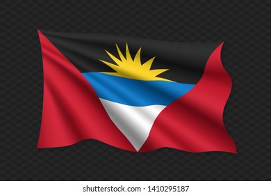 3D Waving Flag of Antigua. Vector illustration