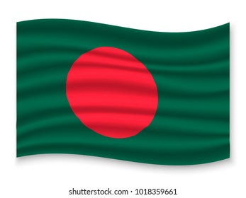 3D Waving Flag of Bangladesh. Vector illustration