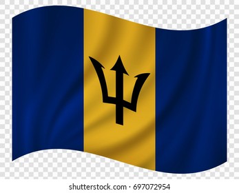 3D Waving Flag of Barbados. Vector illustration