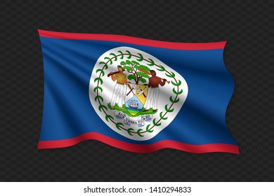 3D Waving Flag of Belize. Vector illustration