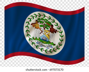 3D Waving Flag of Belize. Vector illustration