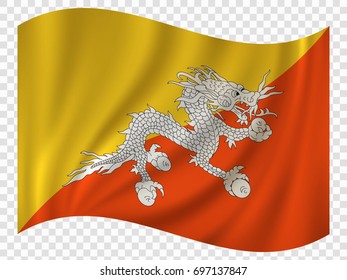 3D Waving Flag of Bhutan. Vector illustration