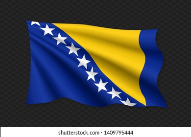 3D Waving Flag of Bosnia. Vector illustration