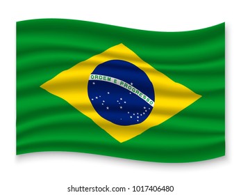 3D Waving Flag of Brazil. Vector illustration