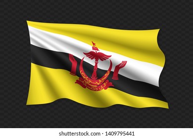 3D Waving Flag of Brunei. Vector illustration