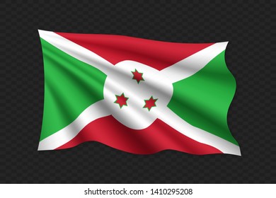3D Waving Flag of Burundi. Vector illustration