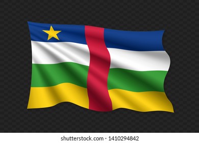 3D Waving Flag of Central African Republic. Vector illustration