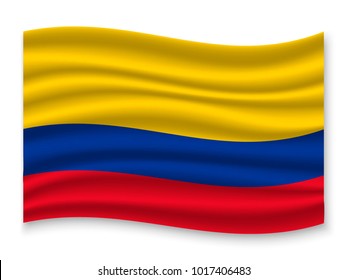 3D Waving Flag of Colombia. Vector illustration