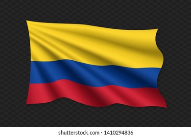 3D Waving Flag of Colombia. Vector illustration