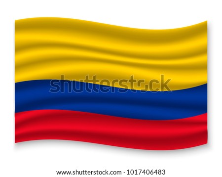 3D Waving Flag of Colombia. Vector illustration