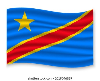 3D Waving Flag of Democratic Republic of the Congo. Vector illustration