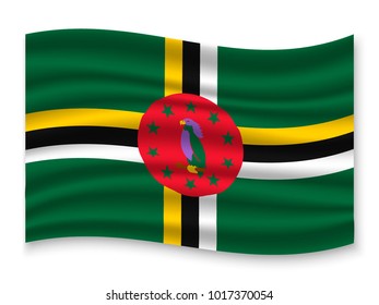 3D Waving Flag of Dominica. Vector illustration