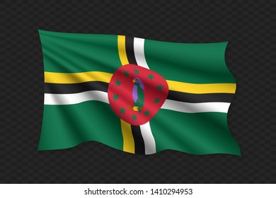 3D Waving Flag of Dominica. Vector illustration