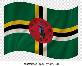 3D Waving Flag of Dominica. Vector illustration
