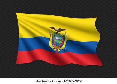 3D Waving Flag of Ecuador. Vector illustration