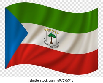 3D Waving Flag of Equatorial Guinea. Vector illustration