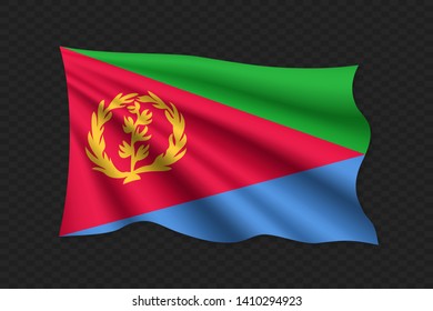 3D Waving Flag of Eritrea. Vector illustration