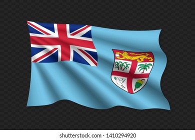 3D Waving Flag of Fiji. Vector illustration