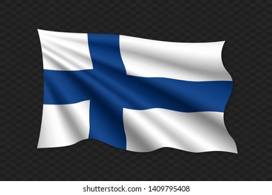 3D Waving Flag of Finland. Vector illustration