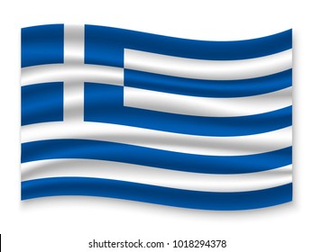 3D Waving Flag of Greece. Vector illustration