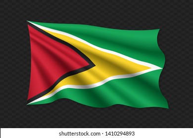 3D Waving Flag of Guyana. Vector illustration