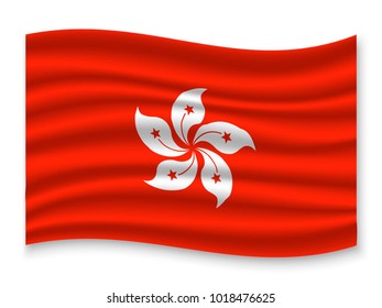 3D Waving Flag of Hong Kong. Vector illustration