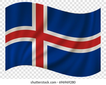 3D Waving Flag of Iceland. Vector illustration