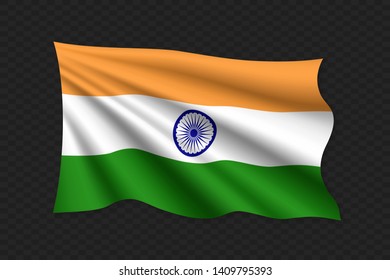 3D Waving Flag Of India. Vector Illustration