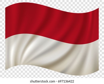 3D Waving Flag of Indonesia. Vector illustration