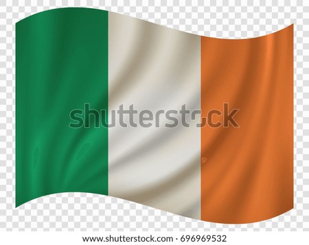 3D Waving Flag of Ireland. Vector illustration