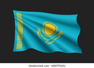 3D Waving Flag of Kazakhstan. Vector illustration