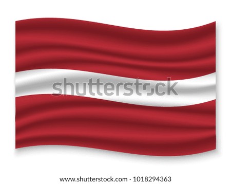 3D Waving Flag of Latvia. Vector illustration