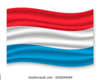 3D Waving Flag of Luxembourg. Vector illustration