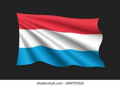 3D Waving Flag of Luxembourg. Vector illustration