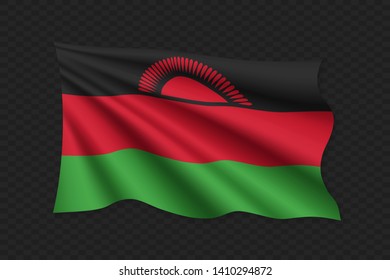 3D Waving Flag of Malawi. Vector illustration
