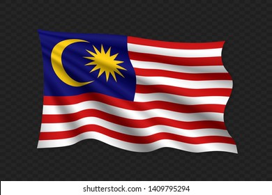 3D Waving Flag of Malaysia. Vector illustration