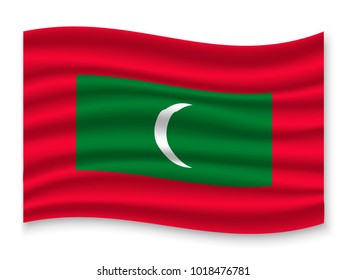 3D Waving Flag of Maldives. Vector illustration