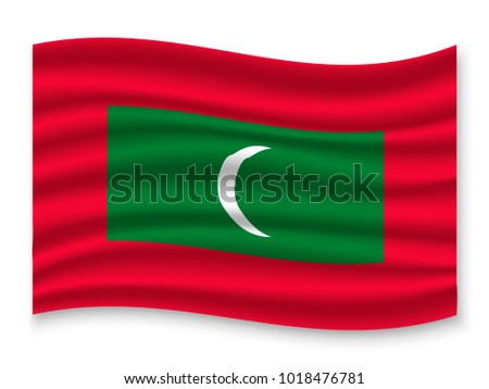 3D Waving Flag of Maldives. Vector illustration