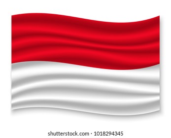 3D Waving Flag of Monaco. Vector illustration